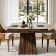 thumbnail image 1 of Fnova 31.5" Square Farmhouse Dining Table, Wood Coffee Table for 4 People, Modern Kitchen Table for Dining Room, Dark Brown (Chairs Not Included), 1 of 17