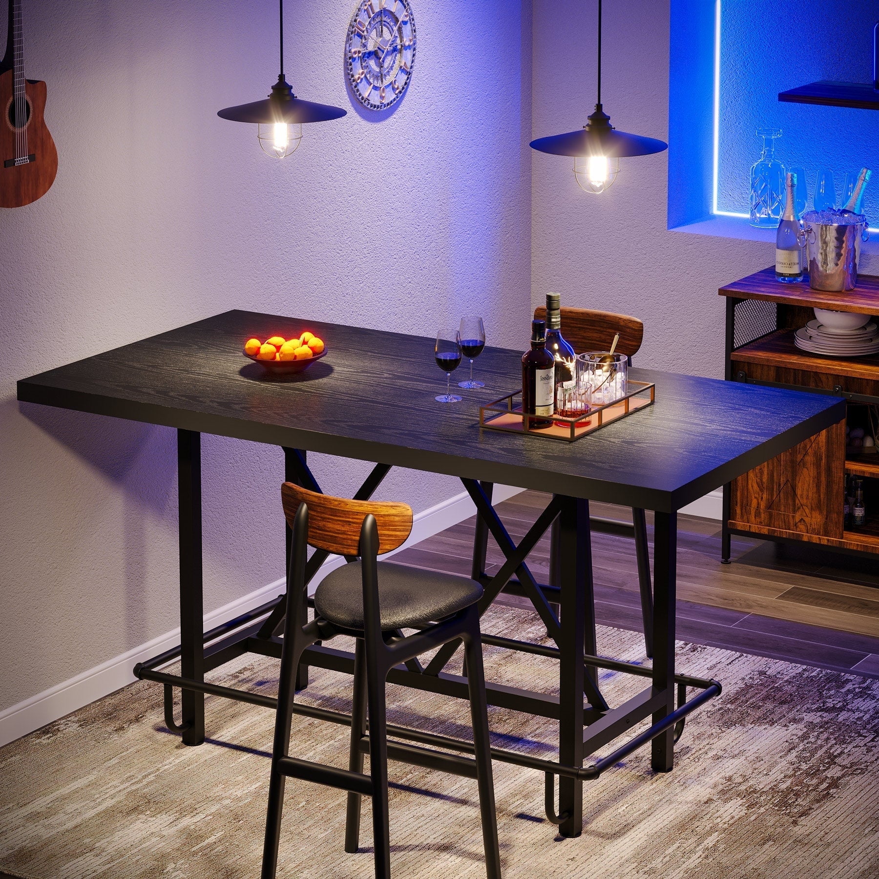 Fnova 35.4" Tall Dining Table, Rectangular Counter Height Kitchen Table ...