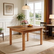 Fnova 39.4 Square Farmhouse Dining Table, Wood Coffee Table for 4 People, Modern Kitchen Table for Dining Room, Brown Chairs Not Included