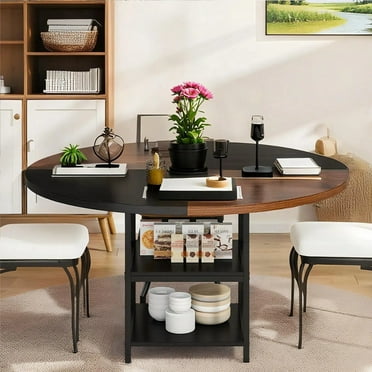 Coewske 47 Inch Round Dining Table for 4 to 6 Kitchen Table w/ Metal ...