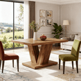 thumbnail image 1 of Fnova 47.24" Rectangular Farmhouse Dining Table, Wood Coffee Table for 4 People, Modern Kitchen Table for Dining Room, Brown (Chairs Not Included), 1 of 17