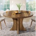 thumbnail image 1 of Fnova 47.24" Round Dining Table, Wood Coffee Table for 4 People, Modern Farmhouse Kitchen Table for Dining Room, Brown (Chairs Not Included), 1 of 9