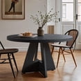 thumbnail image 1 of Fnova 47" Coffee Table, Round Dining Table for 4 People, Modern Farmhouse Wooden Kitchen Table, Living Room, Black (Chairs Not Included), 1 of 13