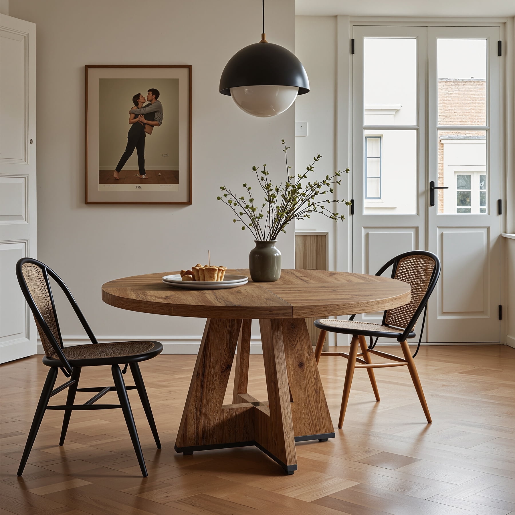Lantine 47" Coffee Table, Round Dining Table for 4 People, Modern ...