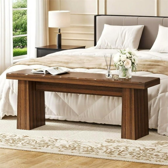 Fnova 48" Wooden Two - Person Backless Entryway Bench with Under - Bench Storage for Outdoor Garden, Living Room, Bedroom, Dining Room, Hallway