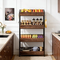 Fnova 55.1" 4-Tier Storage Shelf, Wooden Kitchen Rack, Fruit & Vegetable Organizer Shelf for Snacks, Kitchen Storage Shelving Unit