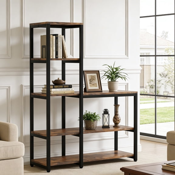 Fnova 57" 4-Tier Tall Bookshelf, Modern Wooden Display Shelves, Free Standing Bookcases for Home Office, Living Room, Kitchen