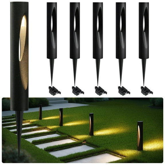 Fnova 6 Pack LED Landscape Lights, Outdoor Waterproof Column LED Path Light for Garden Pathway Walkway Yard