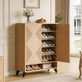 thumbnail image 1 of Fnova 6-Tier Modern Rectangular Cabinet, Side Cabinet with Adjustable Shelves, Shoe Storage, Geometric Pattern & Rebound System, Easy Assembly for Entryway, Hallway, Living Room, Bathroom, 1 of 16