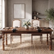 Fnova 62" Farmhouse Dining Table for 4-6 People, Large Wood Rectangle Kitchen Table Modern Dining Room Furniture with Carved Turned Legs