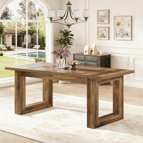 Fnova 63" Dining Table, Modern Wood Rectangular Kitchen Table, Large Dining Room Table with Heavy Duty Legs, Easy to Assemble