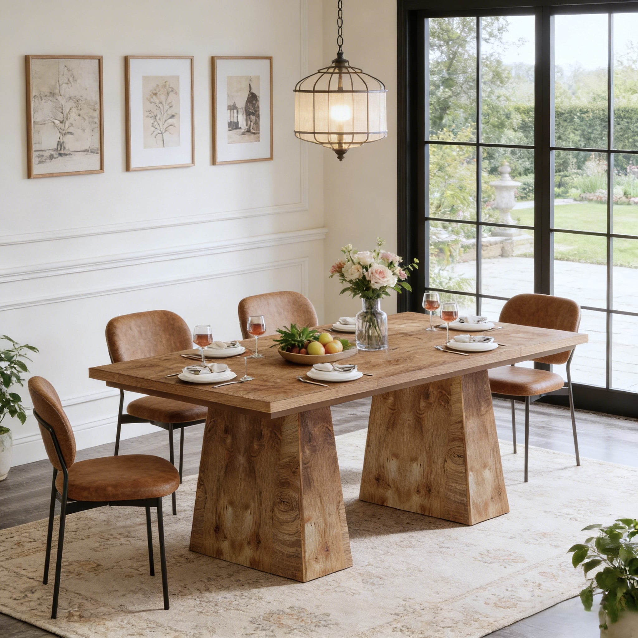 Fnova 63" Executive Desk, Dining Table for 6 People, Modern Farmhouse Wooden Kitchen Table, Large Office Computer Desk for Home Office (Chairs Not Included)