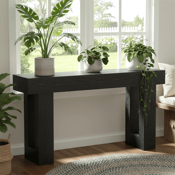 Fnova 63" Long Console Table, 2-Tier Wooden Narrow Rectangular Sofa Table Behind Couch, Farmhouse Entryway Table for Entrance, Hallway, Living Room