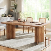 Fnova 63" Rectangular Modern Dining Table, Wooden Modern Kitchen Table for 6 People for Dining Room, Warm Brown (Chairs Not Included)