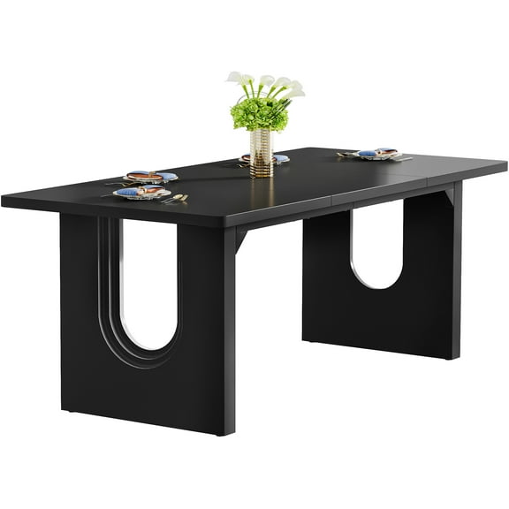 Fnova 70.87" Dining Table for 6, Modern Rectangular Kitchen Table for Dining Room, Brown