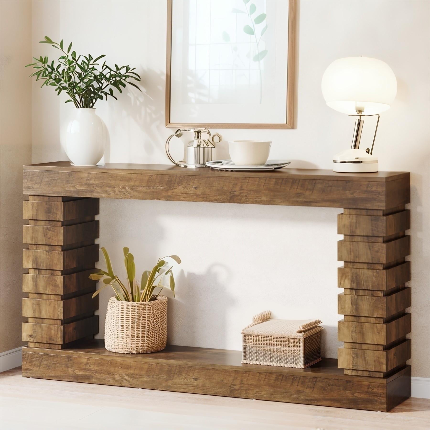 Volsa Solid Wood Console Table – 2-Tier Narrow Table for Entryways main image 1
