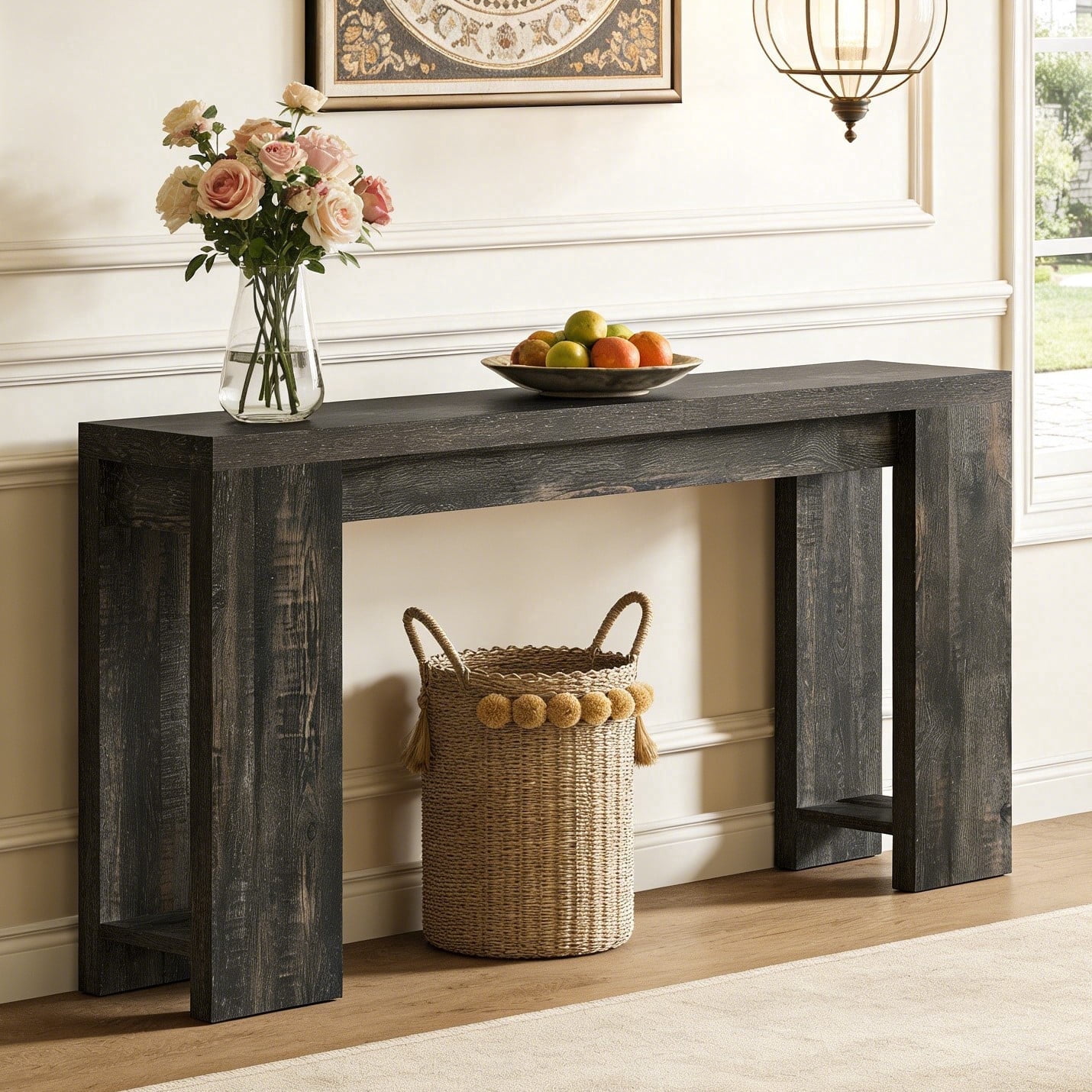 Fnova 70.9" Extra Long Console Table, Wide Sideboard Sofa Table, Farmhouse Entryway Table Behind Couch Accent Table for Living Room Hallway Home Decor Furniture