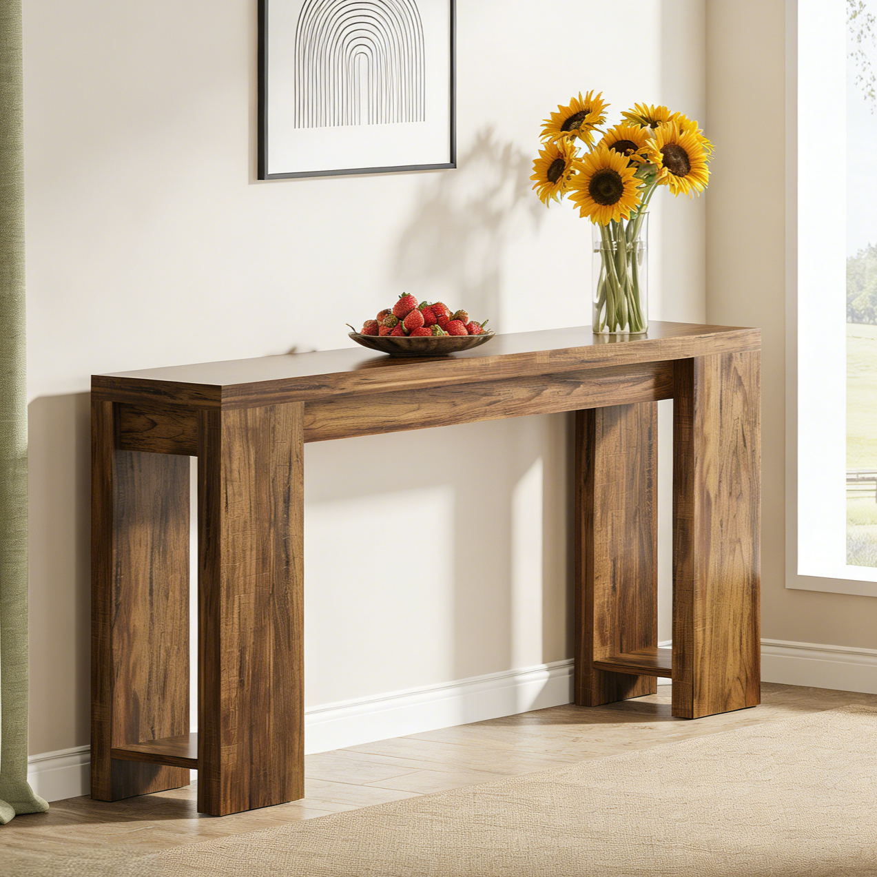 Fnova 70.9" Farmhouse Console Table for Entryway, Long Narrow Wood ...