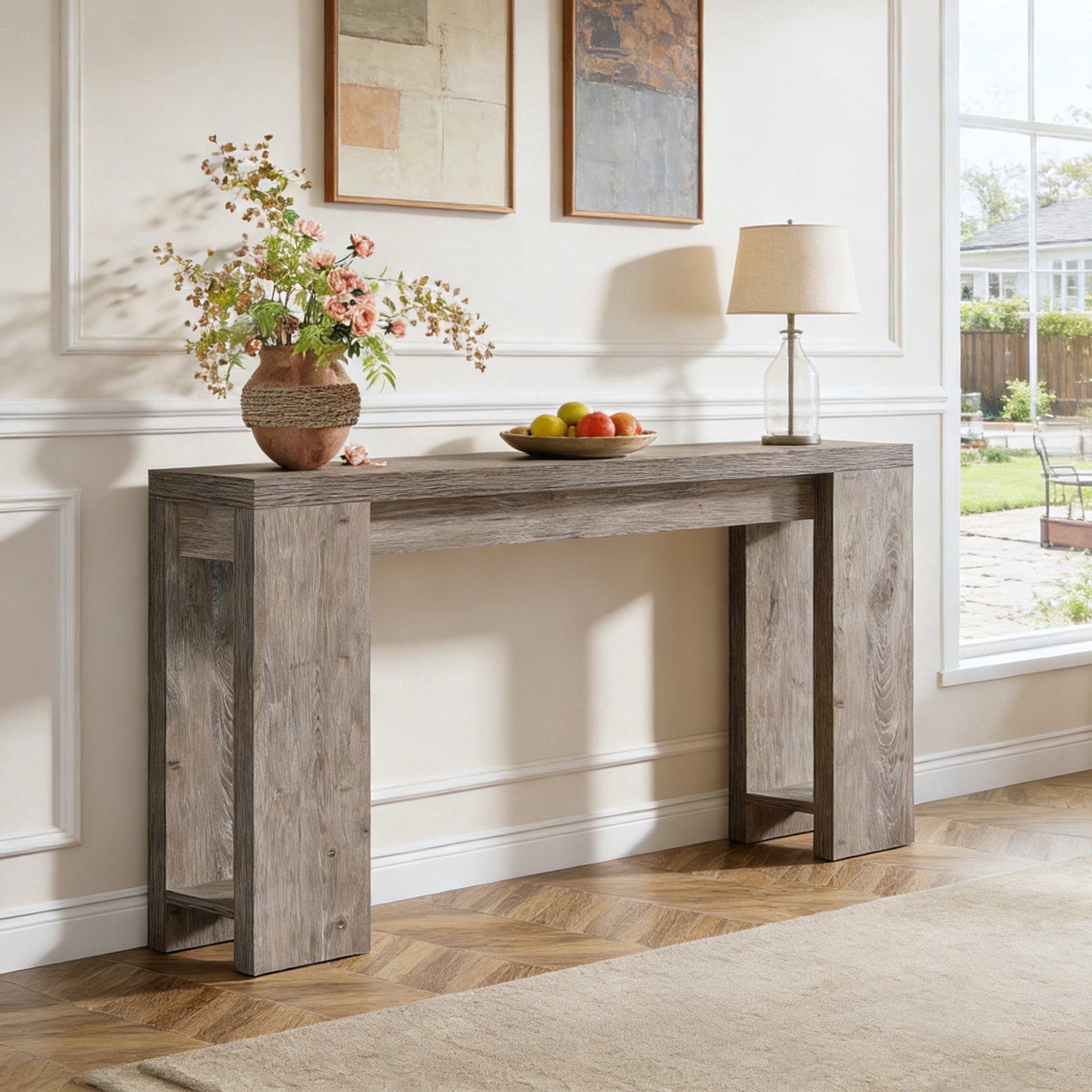 Fnova 70.9" Extra Long Console Table, Wide Sideboard Sofa Table, Farmhouse Entryway Table Behind Couch Accent Table for Living Room Hallway Home Decor Furniture