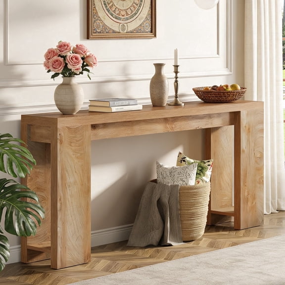 Fnova 70.9" Extra Long Console Table, Wide Sideboard Sofa Table, Farmhouse Entryway Table Behind Couch Accent Table for Living Room Hallway Home Decor Furniture