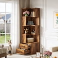 thumbnail image 1 of Fnova 70" Conner Bookcase with 4-Tier Open Display Storage Shelves 2 Drawers, Large Book Shelf Bookcase Bookshelf for Living Room, Home Office, Bed Room, 1 of 21