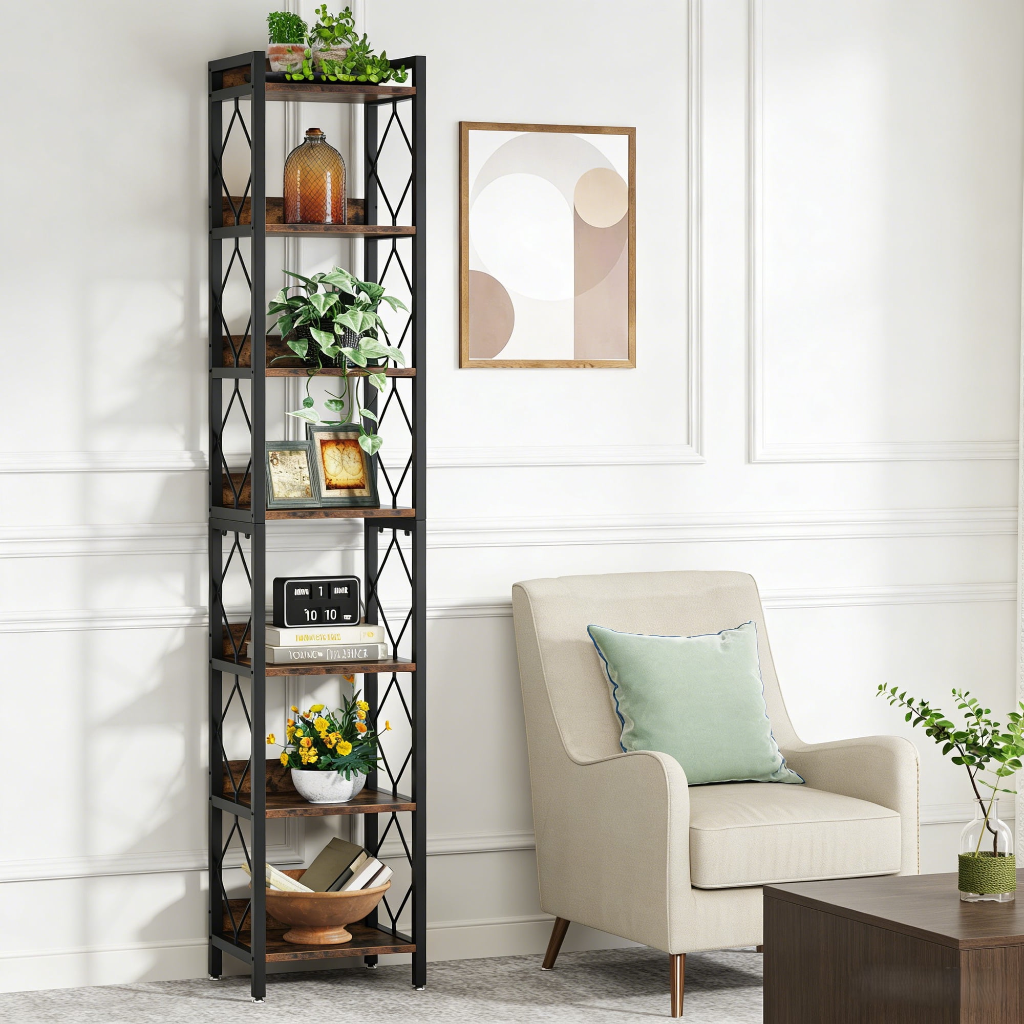78.7" 7-Tier Tall Storage Shelf - Brown