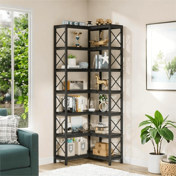 Tribesigns Corner Shelf, Modern 5-Tier Corner Bookshelf, Stylish Corner ...