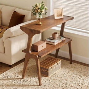 Fnova End Table Narrow Side Tables Modern Wooden Sofa Table with Storage Shelf, Farmhouse Bedside Table, Easy Assembly, Corner Table, Drink Table for Living Room, Bedroom, Nightstand