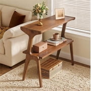Fnova End Table Narrow Side Tables Modern Wooden Sofa Table with Storage Shelf, Farmhouse Bedside Table, Easy Assembly, Corner Table, Drink Table for Living Room, Bedroom, Nightstand