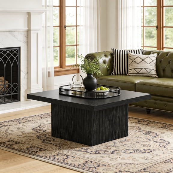 Fnova 31.5" Square Coffee Table, Modern Farmhouse Center Table, Large Accent Table for Living Room Apartment Lounge Home Decor Furniture