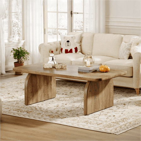 Fnova Farmhouse Coffee Table for Living Room, 47.24" Rectangle Wood Coffee Table, Easy Assembly