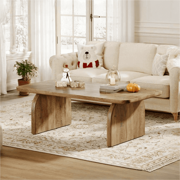 Fnova Farmhouse Coffee Table for Living Room, 47.24" Rectangle Wood Coffee Table, Easy Assembly