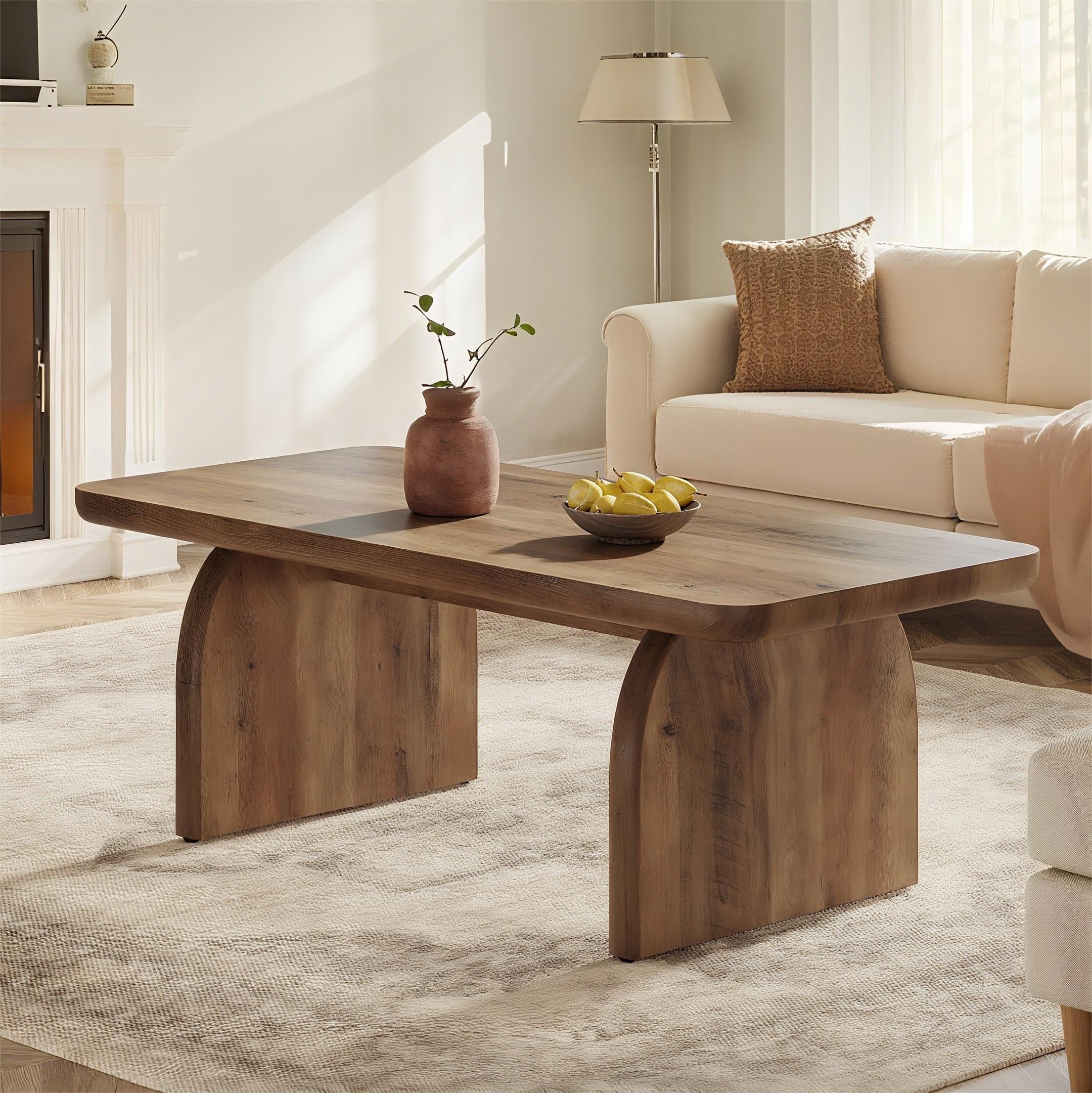 Fnova Farmhouse Coffee Table for Living Room, 47.24" Rectangle Wood Coffee Table, Easy Assembly - Walmart.com