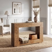 Fnova Farmhouse Console Table for Entryway, 47.2" Long Narrow Wood Entryway Table, Easy Assembly, Light Brown