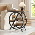 thumbnail image 1 of Fnova Side Table with Circular Metal Frame, End Table with 4-Tier Shelves for Living Room, Brown, 1 of 16