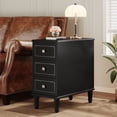 thumbnail image 1 of Fnova Side Tables with 3 Drawers, No Assembly Required, Narrow End Tables for Living Room, Nightstand Bedside Table for Bedroom, Black, 1 of 11