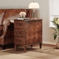 thumbnail image 1 of Fnova Side Tables with 3 Drawers, No Assembly Required, Narrow End Tables for Living Room, Nightstand Bedside Table for Bedroom, Walnut, 1 of 11