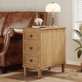 thumbnail image 1 of Fnova Side Tables with 3 Drawers, No Assembly Required, Narrow End Tables for Living Room, Nightstand Bedside Table for Bedroom, Woodtone, 1 of 11
