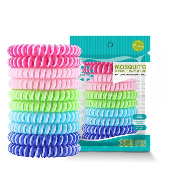 Lantu 10-Pack Two-Tone Mosquito Repellent Bracelets, Up to 250 Hours Protection Each, Natural Plant Essential Oil Waterproof Deet-Free Bug Bands for Adults