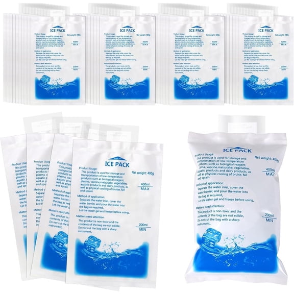 Lantu 30 Pcs Ice Packs for Coolers & Lunch Boxes, Self-Absorbing Ice Pack, Reusable Dry Ice Pack Bags, Flexible Ice Pack Sheets, Ice Mat Cube Sheets for Travel Picnic Camping Drink Freezer