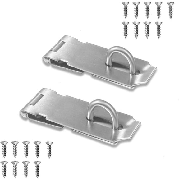 Lantuu Door Locks Hasp Latch, 5 Inch Stainless Steel Safety Packlock Clasp Hasp Lock Latch, Extra Thick Gate Lock Hasp with Screws Brushed Finish 2 Pack (5inch)