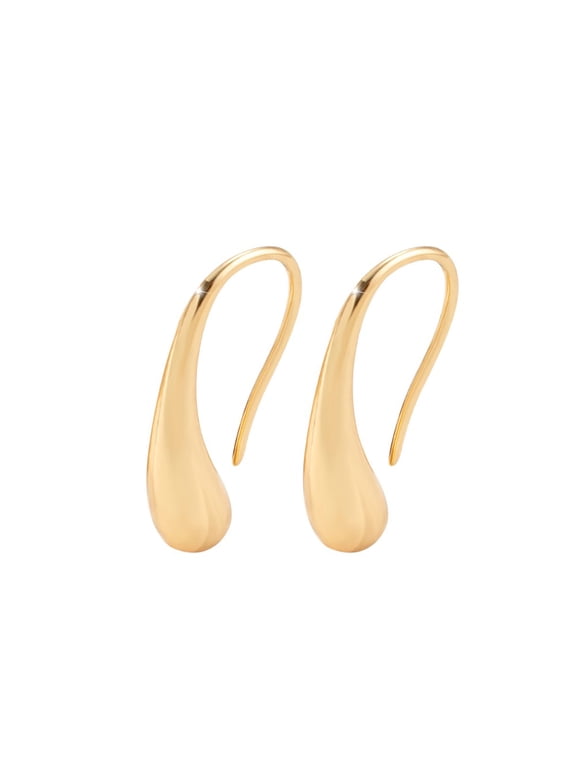 Gold Plated Teardrop Hook Earrings, Minimalist Water Drop Dangle Earrings for Women High-Quality Plated Metal Hypoallergenic & Safe