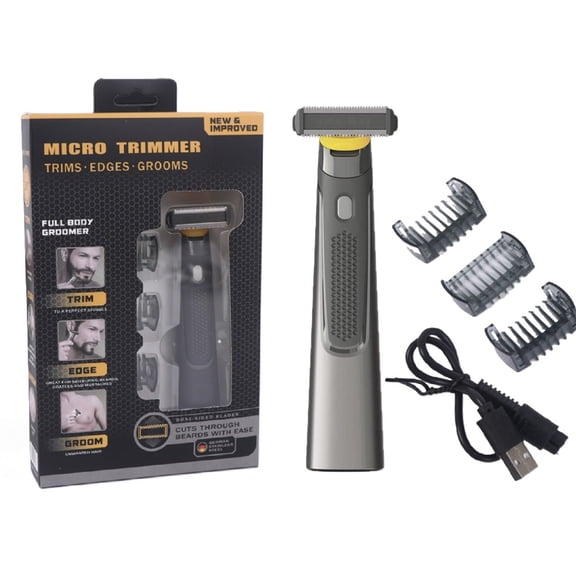 Lantuu Men's Fully Waterproof Electric Rotating Hair Trimmer with 3 Cutting Modes, USB-Rechargeable LED-Lit Body and Beard Trimmer, Set Includes 3 Comb Attachments and Charging Cable