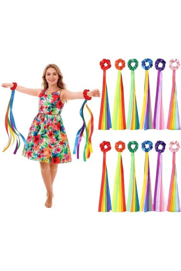 Set of 12 Rainbow Dance Ribbons with Wrist StrapsPerfect for Music Class, Gymnastics, Party Favors, and Christmas and Valentines Day Gifts