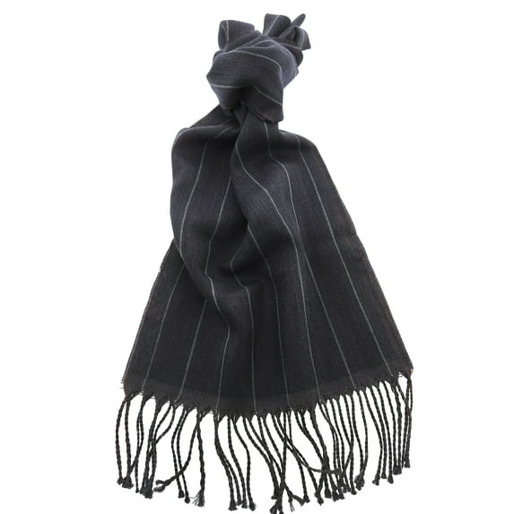 Lanvin 100% Wool Scarf – Black Pinstripe Design, Lightweight for Mens