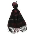thumbnail image 1 of Lanvin 100% Wool Scarf – Plaid Burgundy and Black,  Fringed Winter Wrap for Mens, 1 of 4