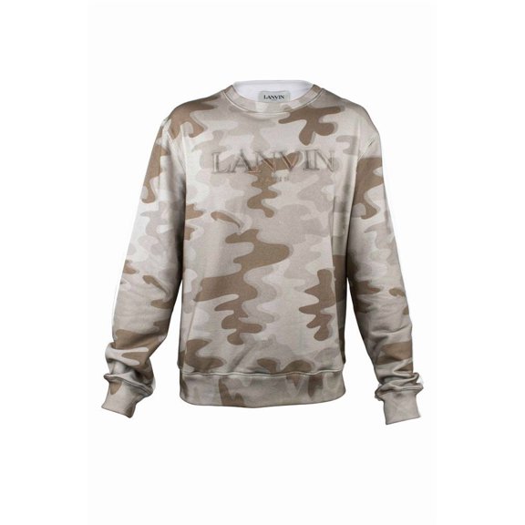 Lanvin Beige Cotton Sweatshirt With Military Print (Men's)