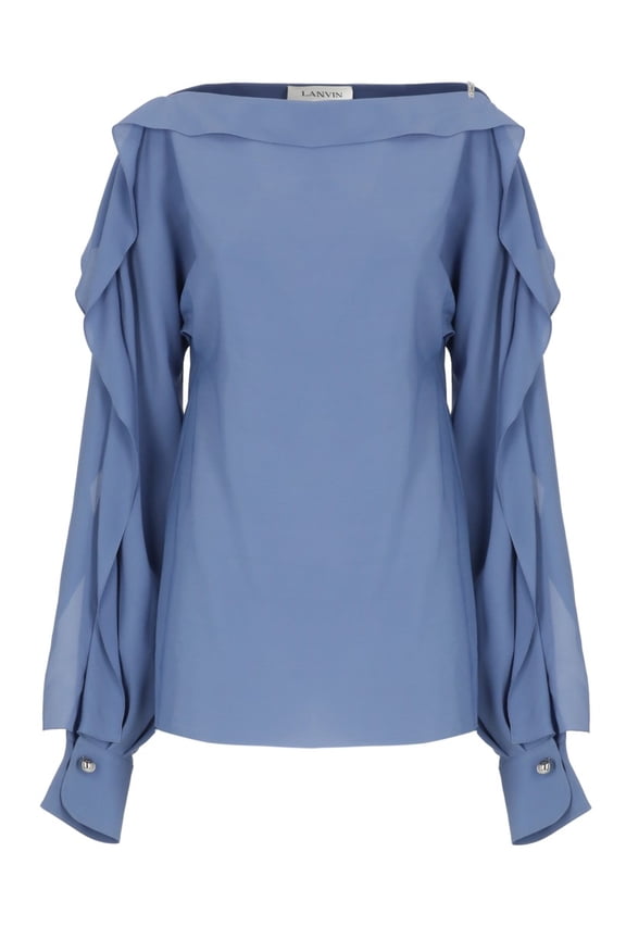 Blue Haut Volant Long Sleeve Top (Women's)
