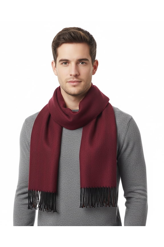 Burgundy Luxurious Modern 100% Virgin Wool Scarf for mens