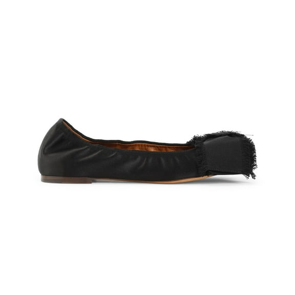 Lanvin Fringed Satin Ballerinas With Bow Black (Women's)